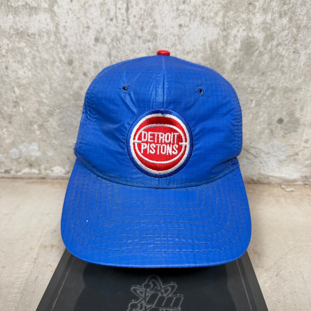 Vintage Detroit Pistons Pro Star Ripstop Nylon Snapback Hat Blue NBA Cap
